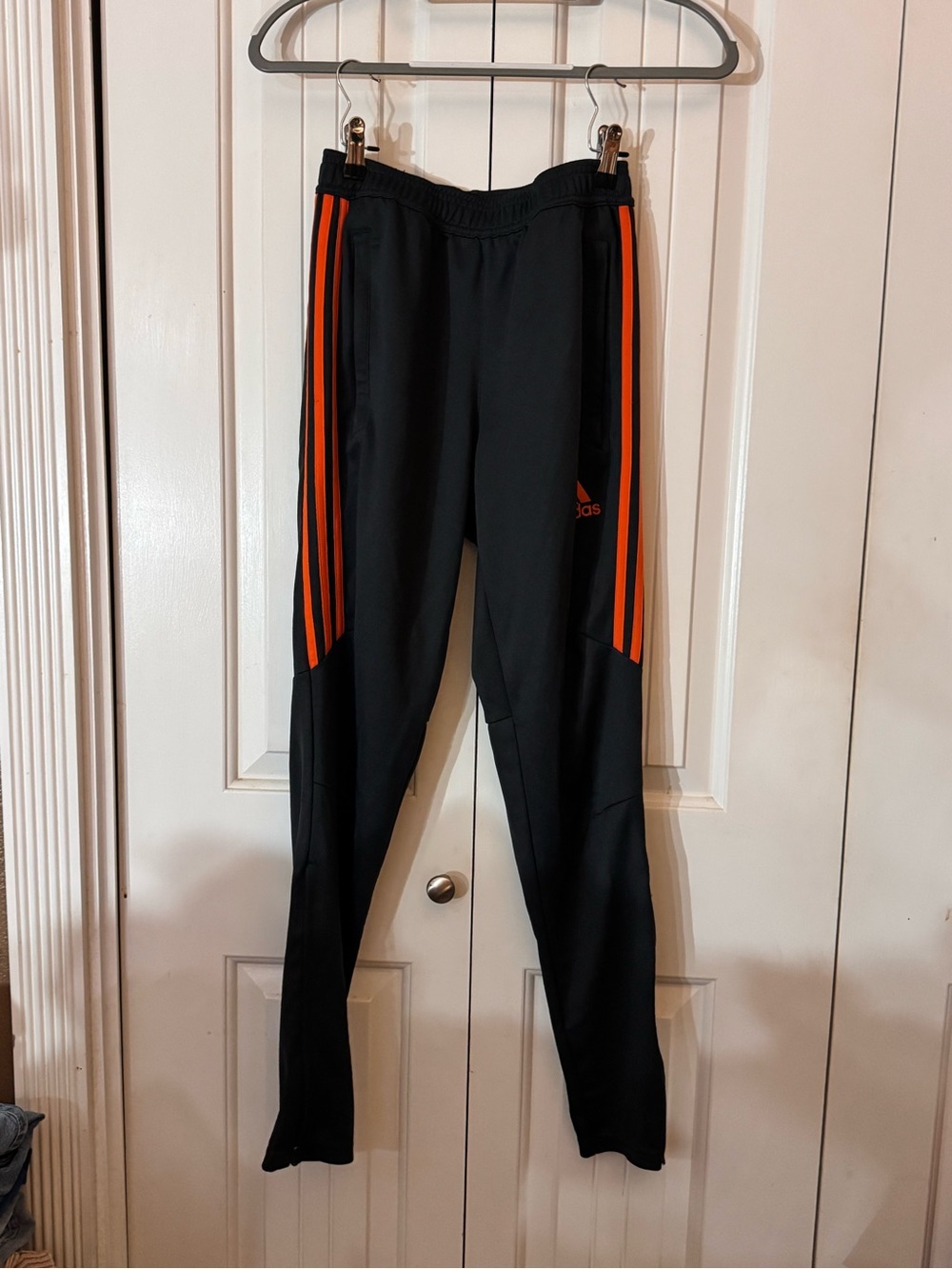 adidas Black Joggers with Orange Side Stripes - women’s